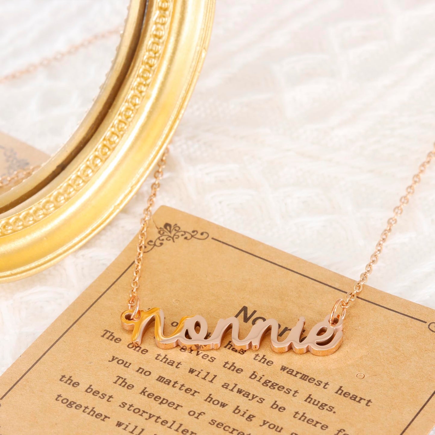 HUTIMY Nonnie Gift Necklace for Grandma Women Rose Gold Nonnies Mothers Day Ornament Best Nonnie ever Gifts