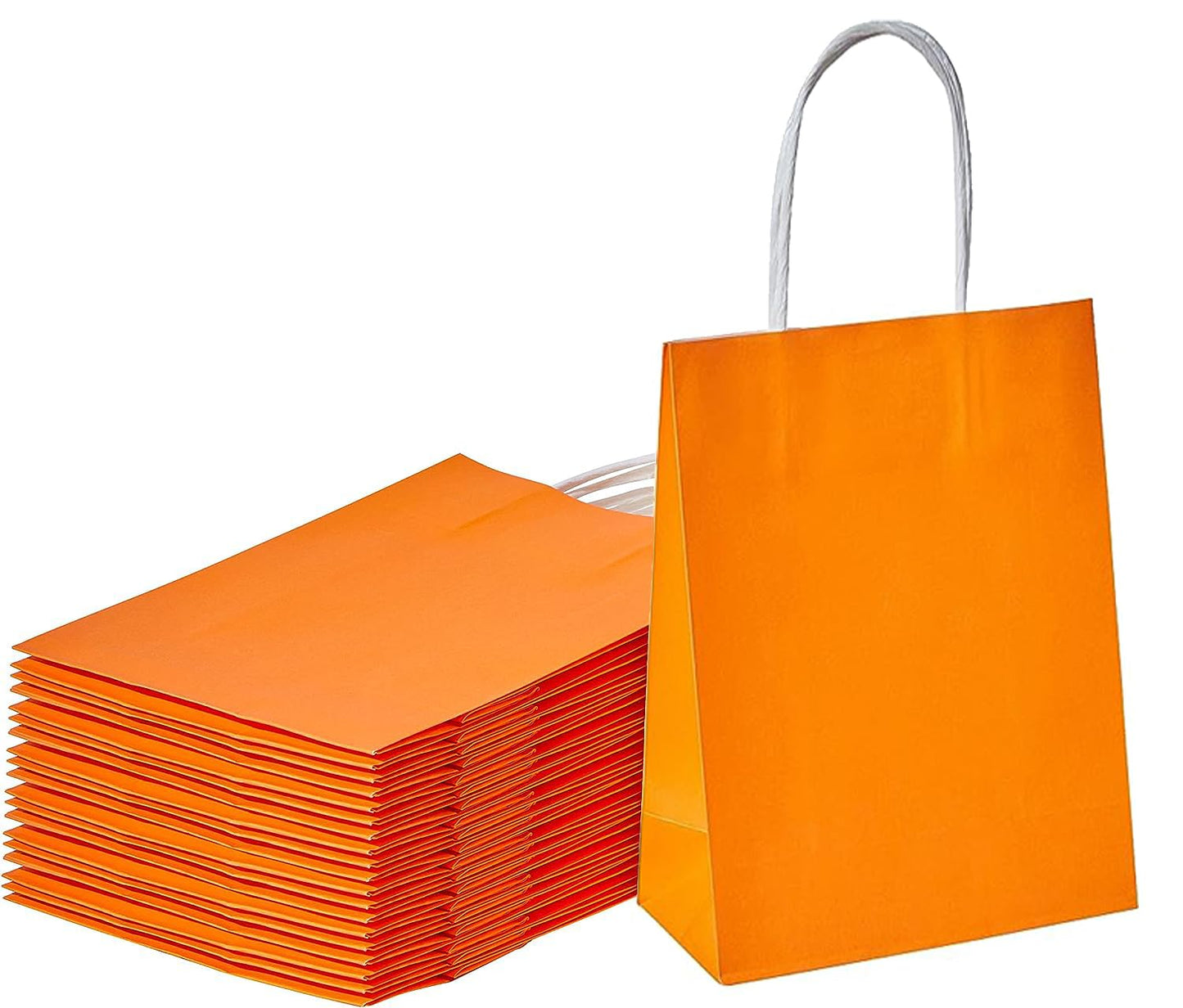 SUNCOLOR 25 Pieces Mini Goodie Bags Orange,6" Gift Bags with Handles for Party Favor Bags Halloween Candy Bags