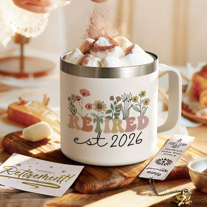 Lifecapido Retirement Gift for Woman, Retirement Gifts for Women 2026, 14oz Insulated Coffee Mug with Bookmark, Retired Birthday Gifts for Women Mom Grandma Teacher Nurse Coworkers