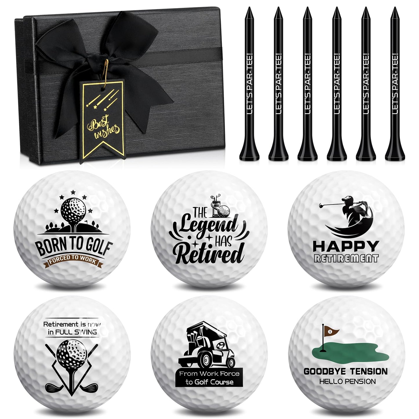 Arrowbash Retirement Golf Balls with Tees and Gift Box Funny Retirement Gifts for Dad Coworkers Golfers Husband