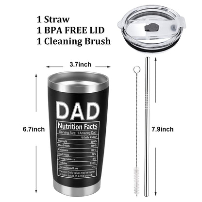 Erpotyl Fathers Day Dad Gifts for Men- 20Oz Stainless Steel Tumbler Indoor Outdoor Work Essentials Leakproof Camping Gym Office Cup with Lid and Straw Birthday Gifts for Him Stepdad Husband Dad Uncle