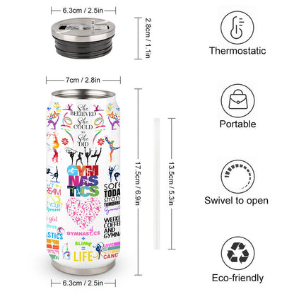 Gymnastics Tumbler Cup With Lid,Gifts For Gymnast Gymnastic Birthday Gift Stainless Steel Vacuum Coffee Mug Cup Gymnastic Gifts For Women Girls 17 Oz