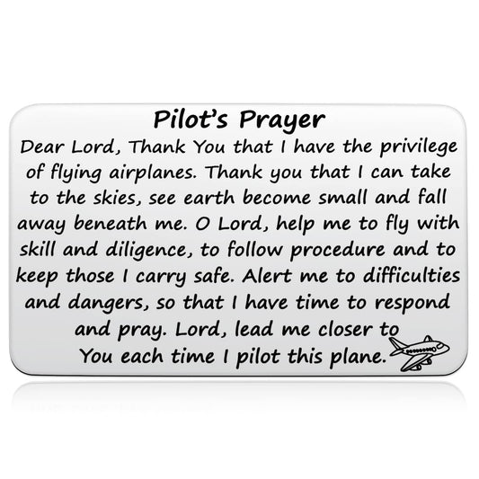 Aesnefe Pilot’s Prayer Wallet Card for Pilot Boyfriend, Aviation Gifts for Pilot Graduation, Future Pilot Gift for New Pilot, Pilot Birthday Jewelry for Him Dad