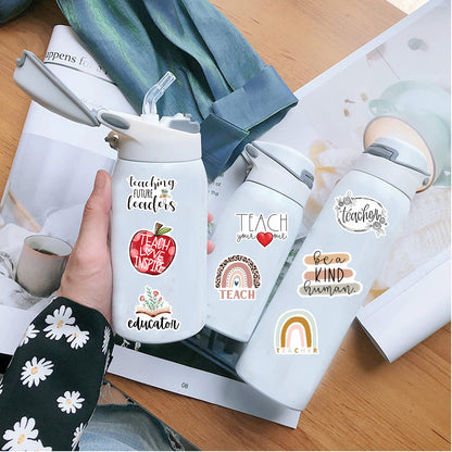 Teacher Stickers 50 Pcs, Vinyl Waterproof Stickers for Laptop Water Bottles Notebook, Teacher Appreciation Gifts in Bulk