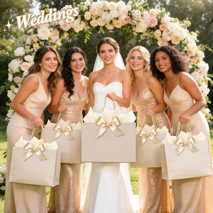 Addblu 2 Pack Large Gift Bags with Handles & Tissue Papers, 12.6×10×4 Inches Thank You Gift Bags with Cards for Mother’s Day, Birthday, Baby Shower, Wedding & Bridesmaids (Champagne Gift Bag, 2 PCS)