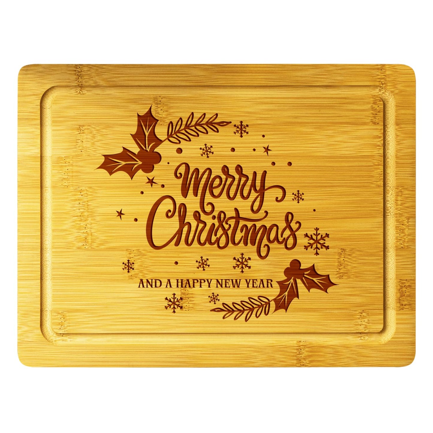 Christmas Themed Wood Cutting Board - Unique Christmas 2024 Gift For Kitchen - Decorative Christmas Serving Tray