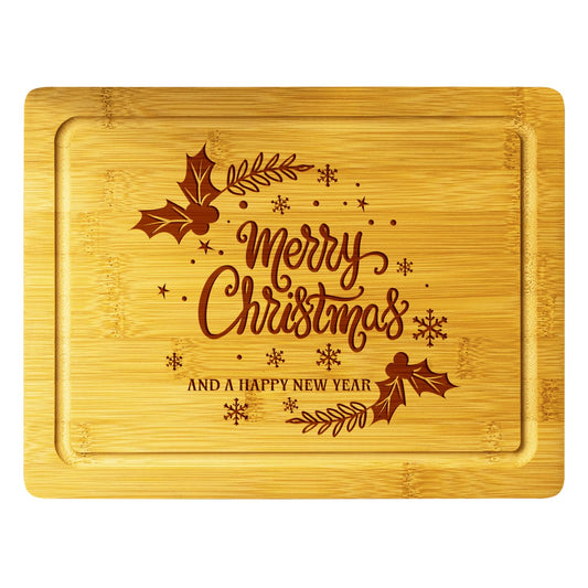 Christmas Themed Wood Cutting Board - Unique Christmas 2024 Gift For Kitchen - Decorative Christmas Serving Tray
