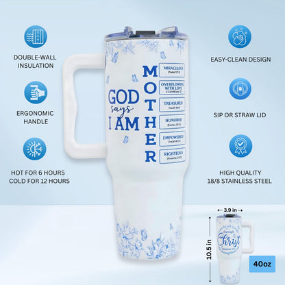 Christian Gifts For Mom, Mom Gift Tumbler With Handle 40oz, Christian Religious Moms Gifts, Birthday Gift for Moms, Stepmom, Mommy To Be from Daughter, Son or Family, Present for Women Faith