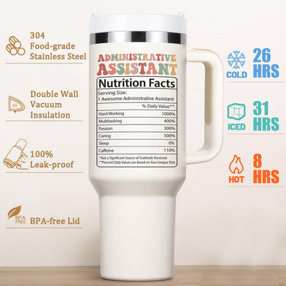 Lifecapido Administrative Professional Day Gifts, Administrative Assistant 40oz Tumbler with Handle, Administrative Assistant Gifts, Birthday Gift for Women Administrative Assistant, Creamy