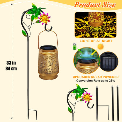 Mothers Day Gifts Solar Lanterns Outdoor Waterproof Hummingbird with Shepherd Hook,Hummingbird Garden Decor Birthday Gifts for Women Mom,Hanging Solar Lights Metal Bird Decorative for Yard,Patio,Porch