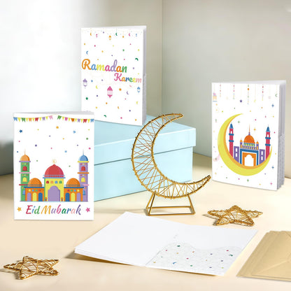 4 Sets Eid Gift Card Book, Eid Mubarak Money Holder Cards with Envelopes, Islamic Holiday Ramadan Kareem Gift Card Booklet Organizer for Family, Friends