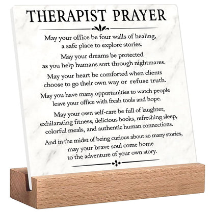 Therapist Prayer Sign Therapist Office Desk Decor Sign - Therapist Gifts for Mental Health Therapists Counselor Psychologist Psychotherapist Counselor Gifts for Women Prayer Plaque