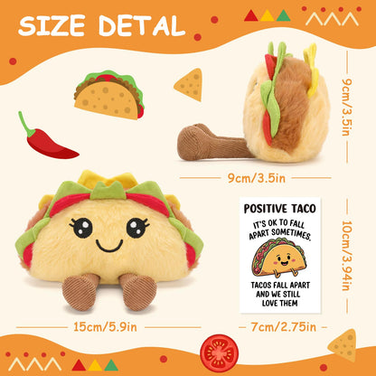 Taco Stuffed Toy with Sound, Stuffed Food Plush for Emotional Daily Support, Fun Gag Gift Positivity Idea for Birthday Coworker Office Christmas