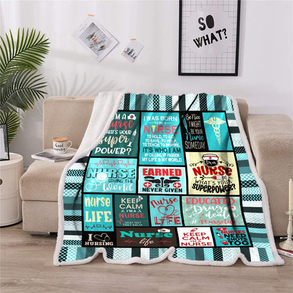 Nurse Gifts Soft Warm Nurse Gifts for Women Throw Blanket,Gifts for Nurses,Nurses Week Gifts,Soft Fluffy Sherpa Warm Throw Blankets for Bed, Office and Couch (H2,130cm x 150cm(51'' x 59''))