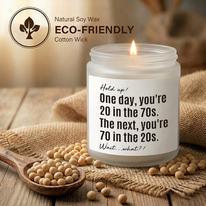 70th Birthday Gifts for Women, Men, 70th Birthday Gift, Gifts for 70 Year Old Woman, Happy 70 Year Old Bday Candle 7oz Soy Wax Lavender & Woods Scented