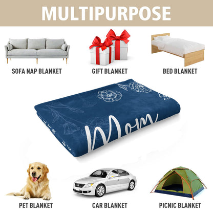 GiltGlimmer Gifts for Mom, Mom Birthday Gifts Blanket, Moms Gift for Women from Daughter Son, We Love You Present for Mother Mommy Christmas Mothers Day 60" x 50", Blue
