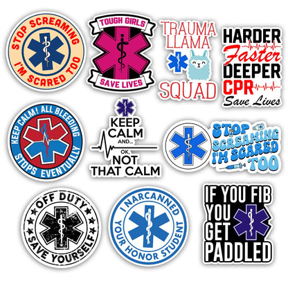 TODOLIA (10Pcs-3in) EMT EMS Sticker Pack, Funny First Responder Paramedic Sticker, Emergency Medical Technician Gift, EMS Week Decoration for Laptop Tablet Planner Water Bottle Helmet Vehicles