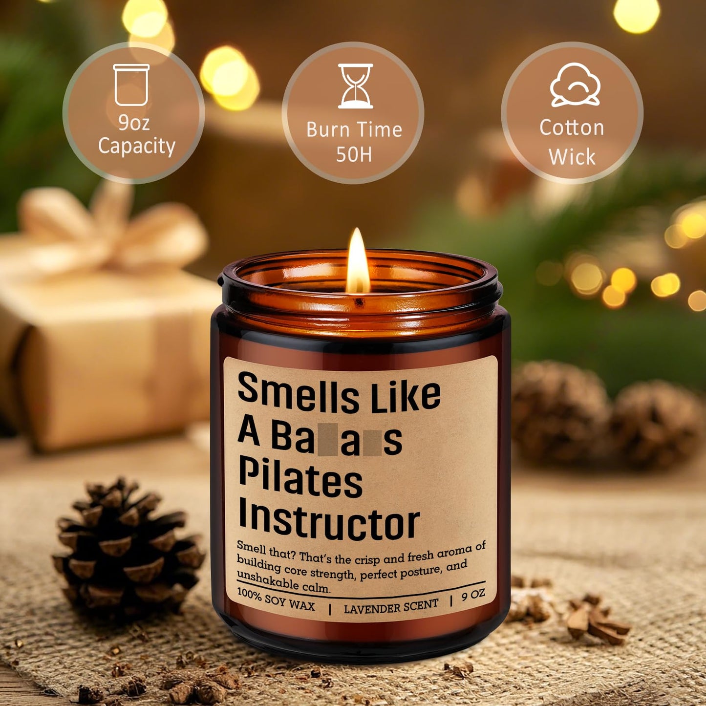 Miracu Candle, Pilates Instructor Gifts, Pilates Day Gifts for Women Men, Funny Gym Workout, Birthday, Mothers, Appreciation Thank You Idea for Reformer Fitness Teacher Lover Friend Mom, Studio Decor