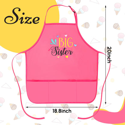 Big Sister Apron with Pockets Big Sister Gifts for Girls Adjustable Toddler Apron for Baby Shower Cooking, Baking
