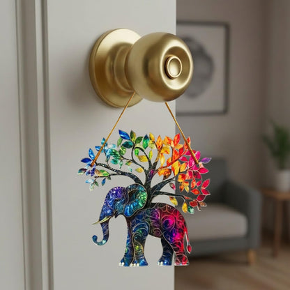 Elephant Gifts for Women Acrylic Tree Ornament - Faux Stained Glass Window Suncatcher - Best Friend Birthday Friendship Gifts for Friends Girls Bestie