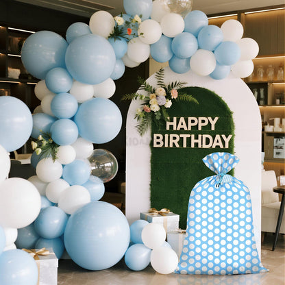 KIDAJOY Extra Large Blue Polka Dot Gift Bags Baby Shower Boys 36x56 Inch Jumbo Plastic Blue and White Gift Bag for Kids Newborn Holiday Happy Birthday Party Favor