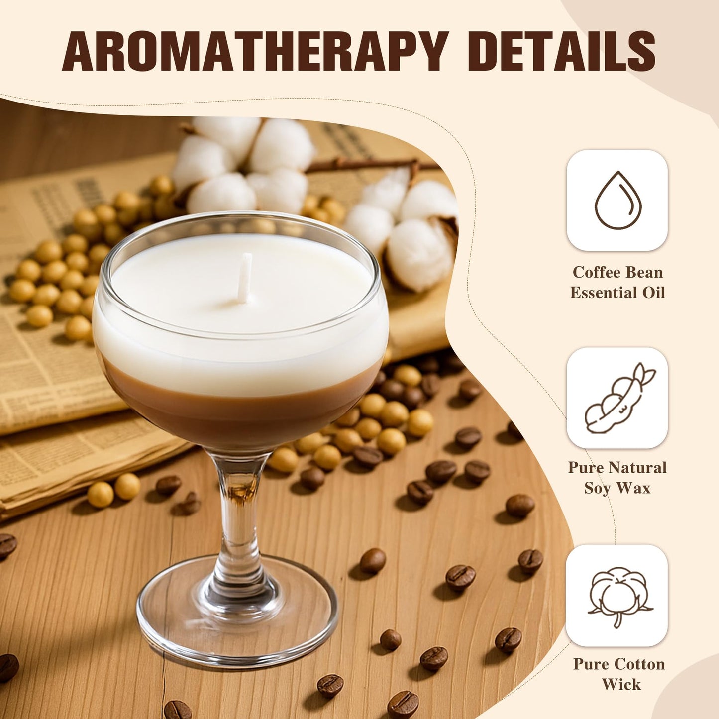 Espresso Martini Candle Gifts for Women Men, Coffee Candles for Home Scented, Natural Soy Wax Unique Candles for Coffee Lovers, Small Martini Candle Gift for Christmas, Birthday, Home Decor