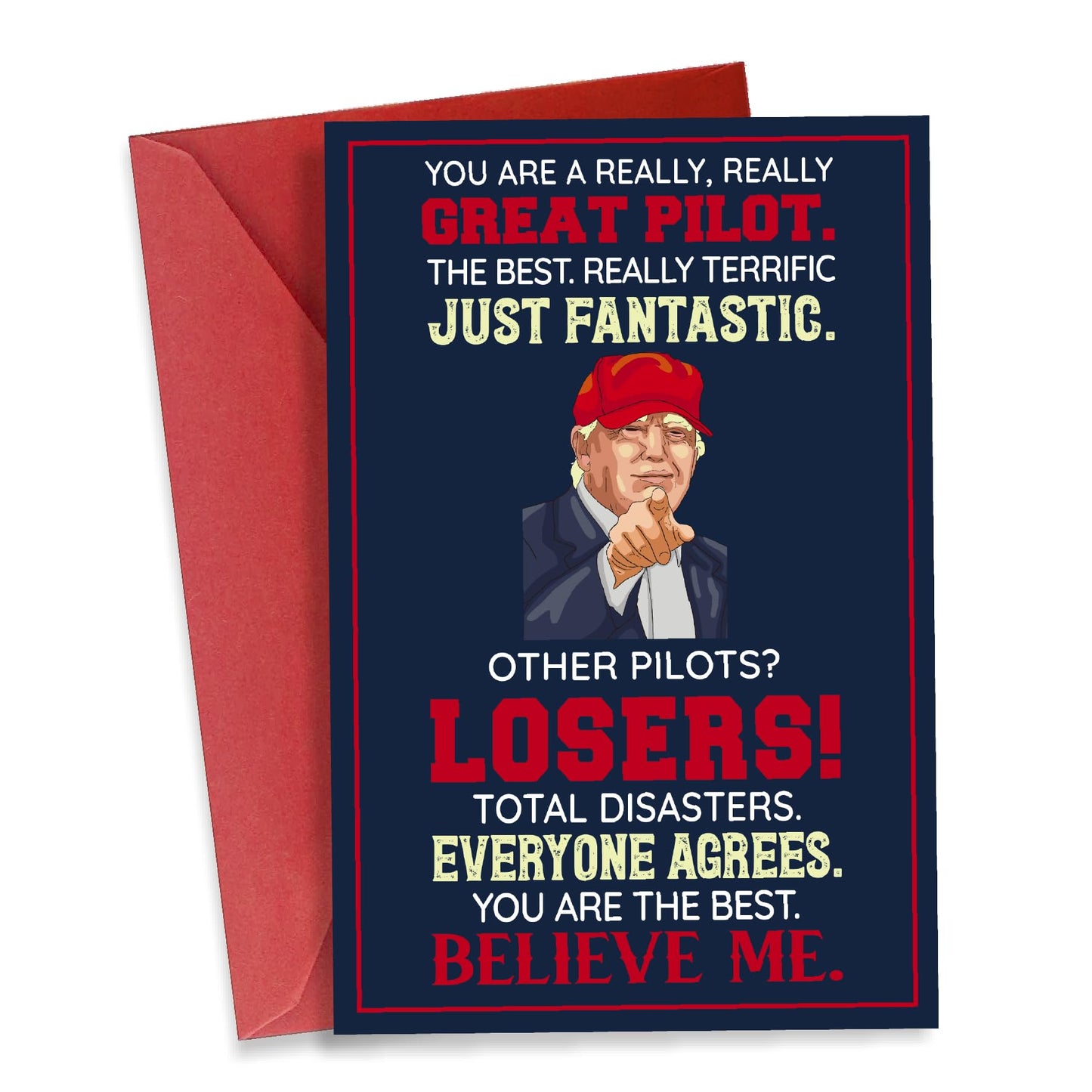 Funny Card for Pilot on Christmas, Birthday, Fathers Day, Humor Pilot Greeting Cards, Heartfelt Message for Men, Decorations for Aviation Man, Premium Quality