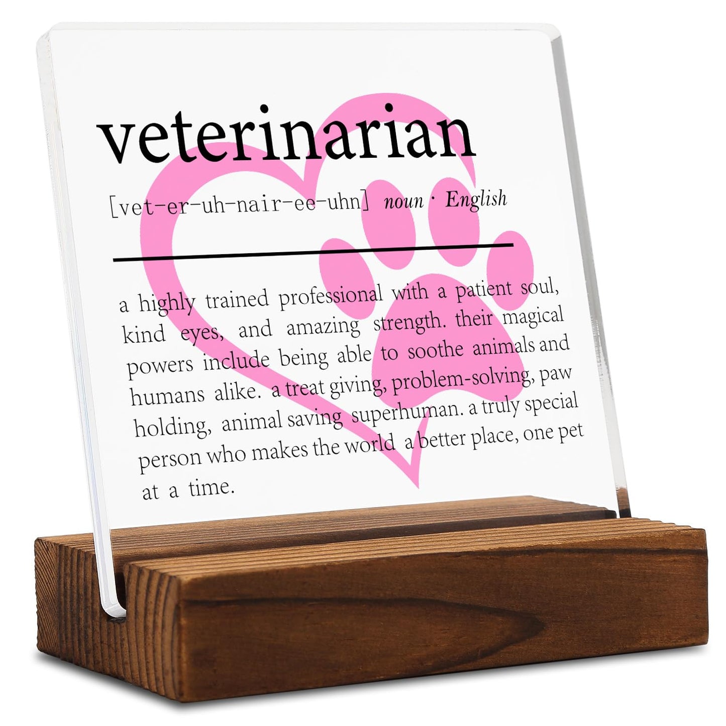 Veterinarian Gift Clear Desk Decor Sign, Appreciation Gifts for Vet Thank You Gift for Veterinary Graduation, Vet Definition Plaque Signs Gifts for Animal Doctor Men Women Office Decor