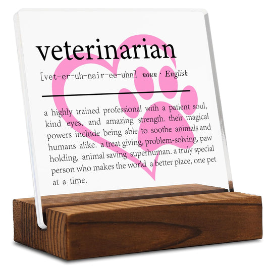 Veterinarian Gift Clear Desk Decor Sign, Appreciation Gifts for Vet Thank You Gift for Veterinary Graduation, Vet Definition Plaque Signs Gifts for Animal Doctor Men Women Office Decor
