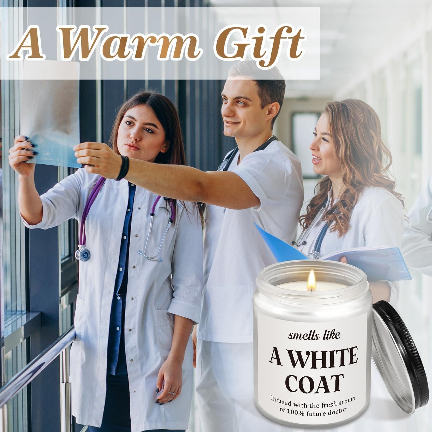 Future Doctor Candle, White Coat Ceremony Gifts, Doctors Day Gifts for Women, Medical Physician Assistant Gift for Medical School Students Graduation Med Student - Lavender Scented Candle (7oz)