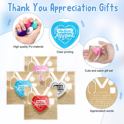 Arrowbash 20 Sets Medical Assistant Gifts Bulk 2026 Heart Stress Balls Ma Appreciation Gifts for Women Inspirational Squeeze Ball for Medical Assistant Coworker Team Birthday Party Gift