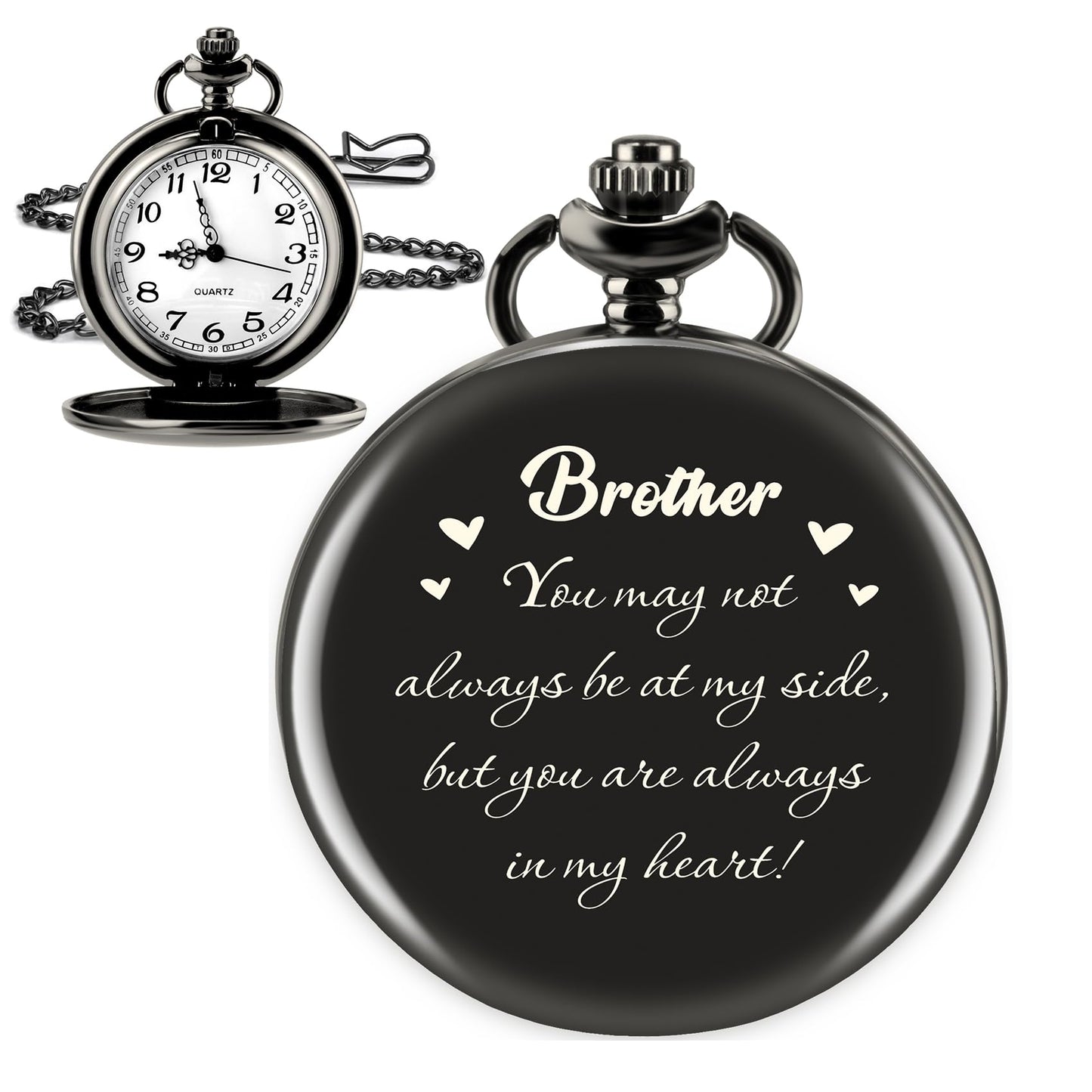 Engraved Pocket Watch for Men Borther Gifts for Graduation Fathers Day Birthday Xmas Valentines Day Gifts for Brother