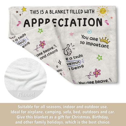 Craftique Thank You Gifts for Women, Men, Friend, Appreciation Blanket, Appreciation Gifts for Employee Coworker Teacher Counselor Paraprofessional Volunteer, Inspirational Quote Gift