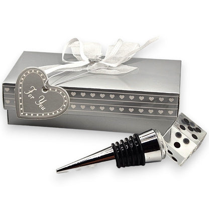 Crystal Dice Wine Stopper - Perfect Bunco Prize or Gift for Winners, Comes Gift Boxed. Bunco Party Supplies
