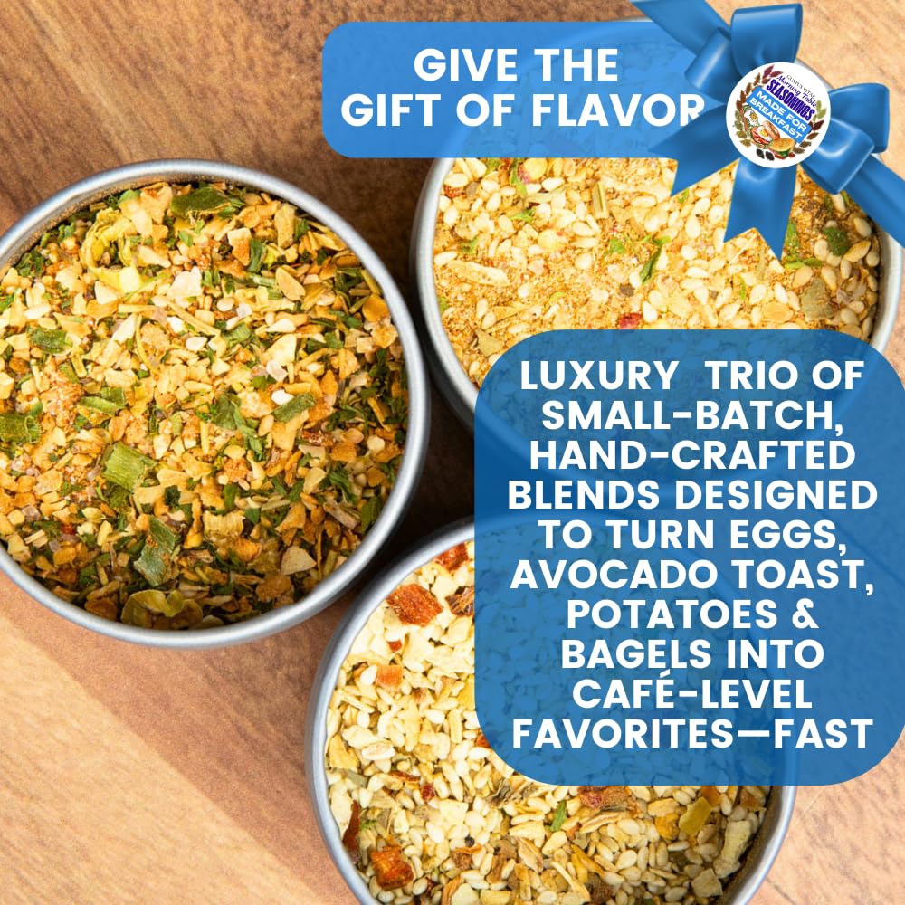 Made for Breakfast: The Morning Table Seasonings | Gift Packaged Set of 3 Spice Blends | All Natural, Non GMO | Gourmet Infused Spice & Herb Blends | Small Batch, Hand Made | Made in USA | No Artificial Ingredients, Authentic Breakfast Flavors | GLP-1...