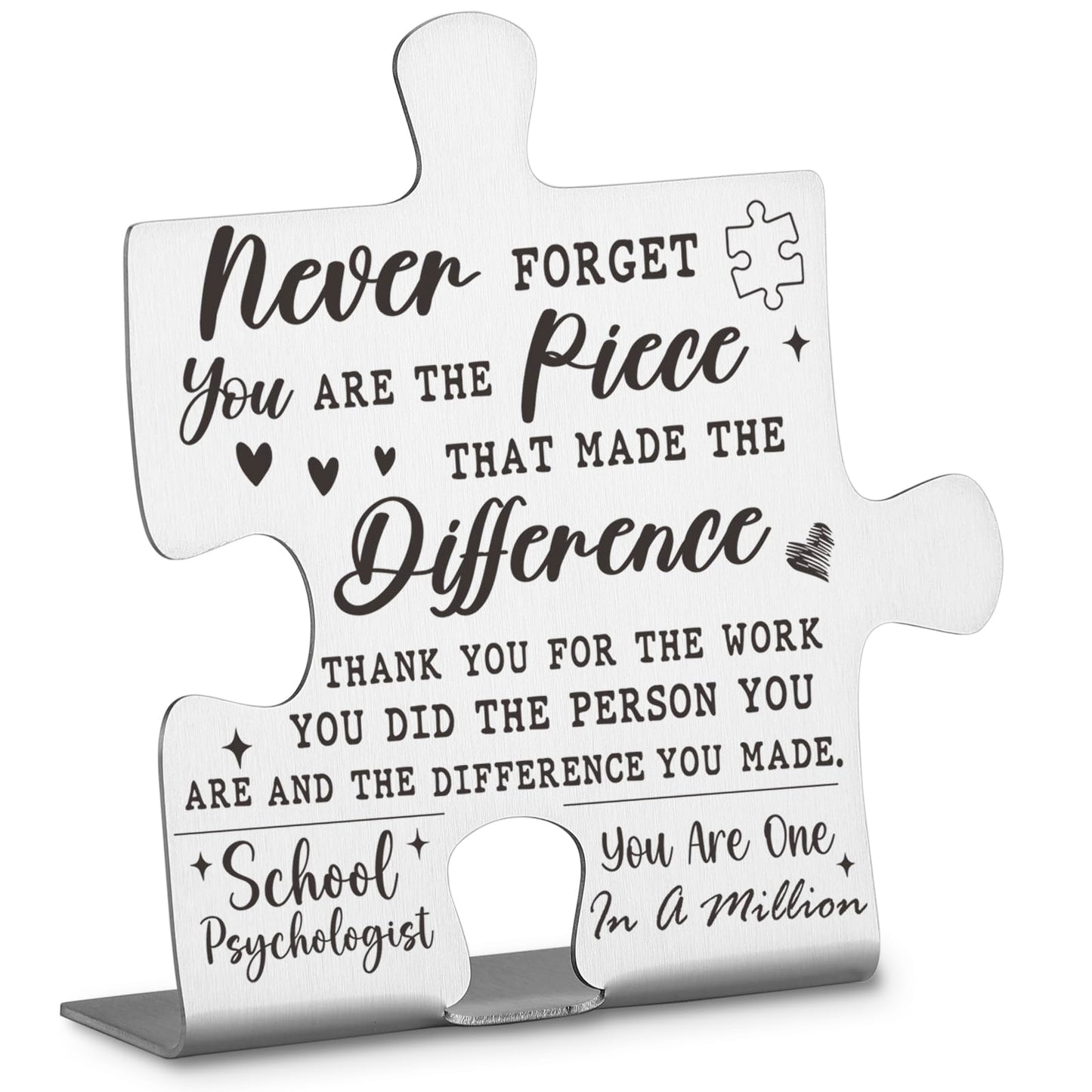 School Psychologist Appreciation Gifts, Thank You Gifts for School Psychologist Week Birthday Christmas Team Office Ornament Decor Stainless Steel Puzzle Piece Decorative Signs Plaques Ann19