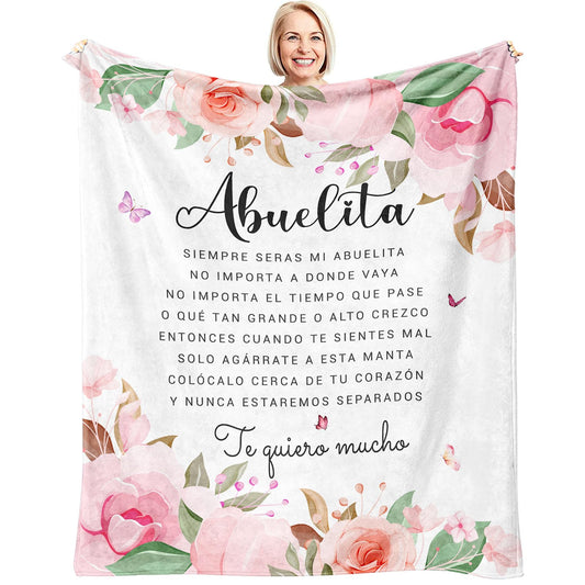 Mothers Day Abuela Gifts in Spanish, Abuelita Gifts, Dia de las Madres Regalos para Abuela, Gifts for Abuela, Abuelita Gifts from Grandchildren, Gifts for Grandma Spanish Throw Blanket 60" x 50"