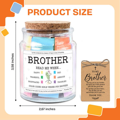 NewEleven Fathers Day Gift For Brothers - Brother Christian Birthday Gift For Little, Adult Bro, Sibling - Meaningful Gifts For Brothers From Sister, Family - Bible Verse Jar