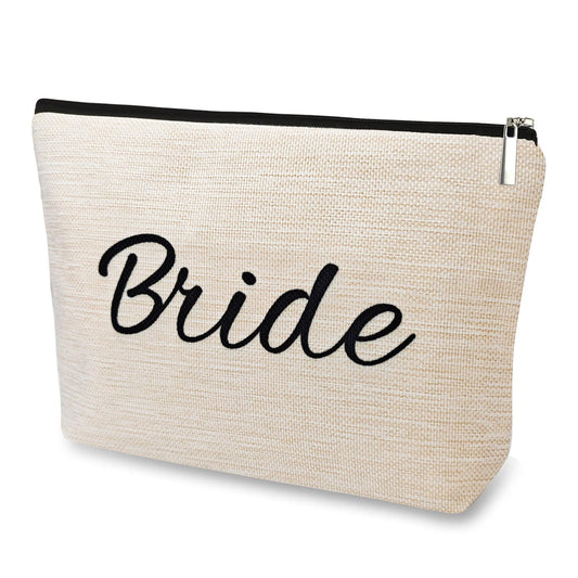 DJOLY Bridal Shower Gifts for Bride To Be Makeup Bag, Fiance Wedding Bachelorette Bride Engagement Gifts for Women Future Mrs, Bachelorette Party Accessories, Small Cosmetic Travel Zipper Pouch