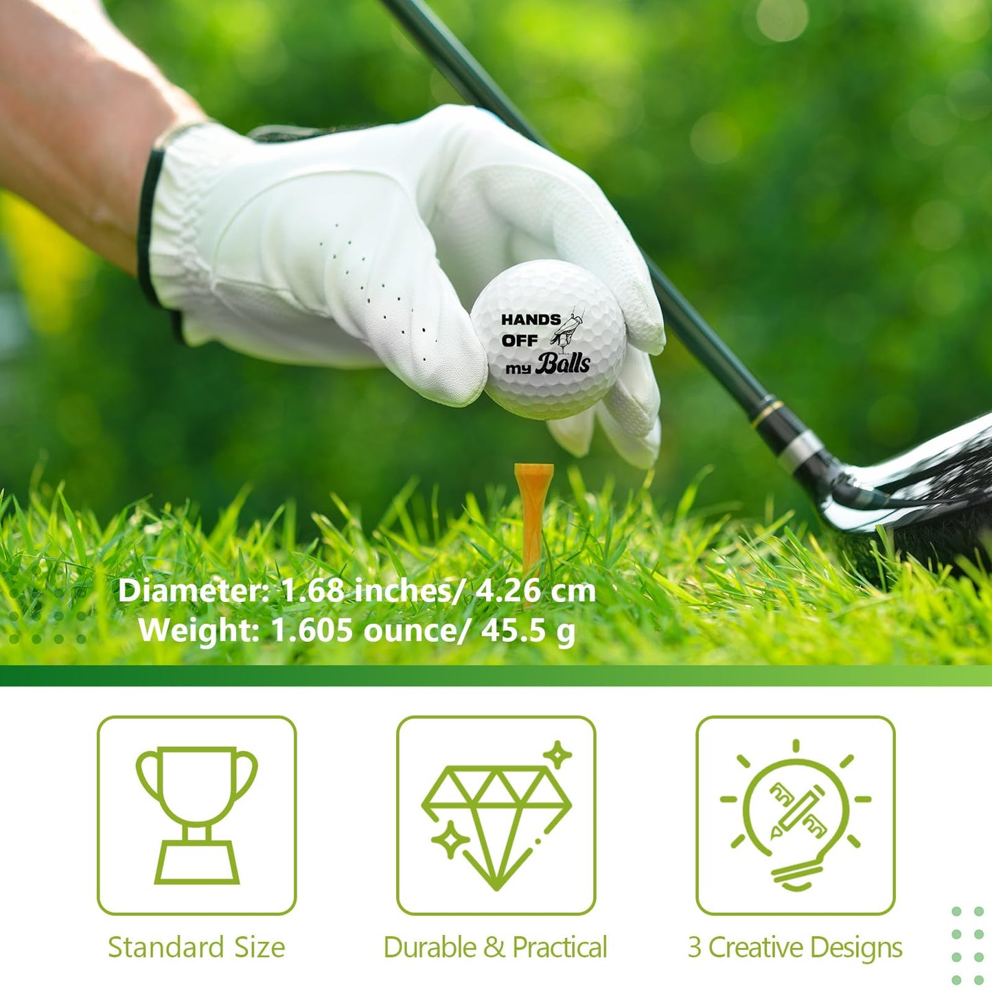 Threan 3 Pcs Golf Ball Gift Set Funny Novelty Golfer Present for Men Birthday Dad Golfing Fan One Standard Size Unit