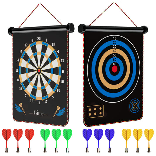 Gitus Magnetic Dart Board Indoor Outdoor Games for Kids with 12 Darts, Gifts for Teenage Boys Teen Boy Gift Ideas Gifts for Boys 8 9 10 11 12 13 14 Years Old Game Room Decor