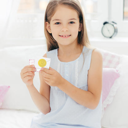Mini Tooth Receipt Set - 20 Set Pink Tooth Cards with Envelope and Fairy Letter for Kids, Lost Teeth Certificate Keepsake Postmark Gift Bag with Seal Stickers for Girls Boys Home School Award