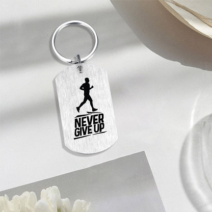 Alotozo Running Gifts - Running Keychain for Teens Boys Mens, Never Give Up Inspirational Key Chain Gift for Runners Athletes, Birthday, Graduation, Fathers Day