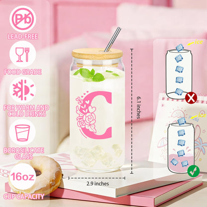 Personalized Monogrammed Customized Pink Birthday Gifts for Women, Initial C Birthday Gift Basket for Women Mothers Day Christmas Valentines Day Ideas Present for Her Set of 7