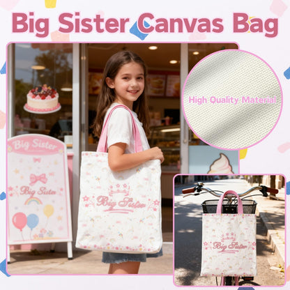 4pcs Big Sister Gifts Set with Embroidered Baseball Caps, Bag, Pen Pouch & Bracelet for Announcement Gift