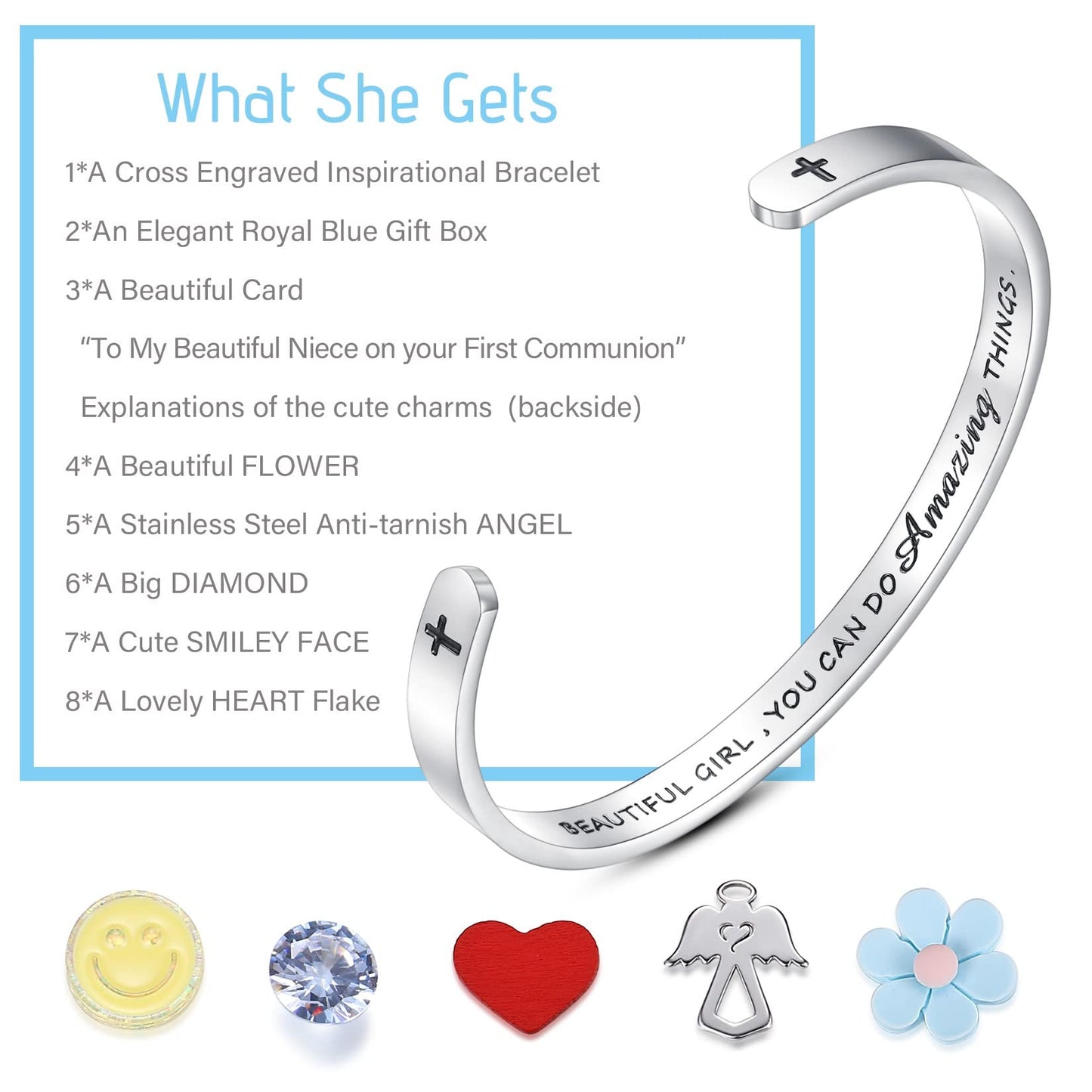 SAM & LORI Confirmation Gifts/First Communion Gifts-Bracelet for Goddaughter Daughter Niece Granddaughter