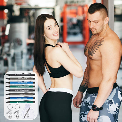 Yexiya 16 Sets Fitness Gift for Women Men Including Funny Sport Pens and Workout Gym Keychains Fitness Lovers Personal Trainer Gifts for Christmas Birthday