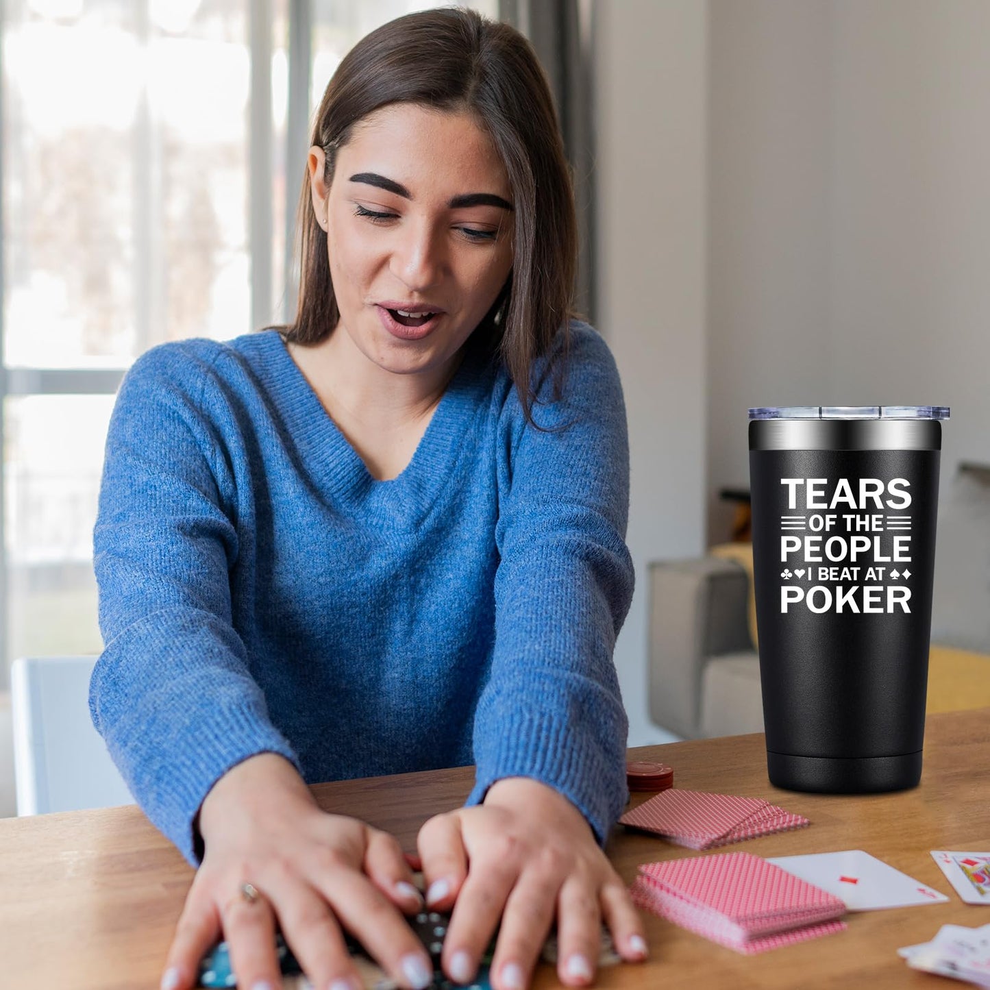 SpenMeta Poker Gifts for Men, Players, Lovers - Tears of the People I Beat at Poker - 20 Oz Tumbler Cup