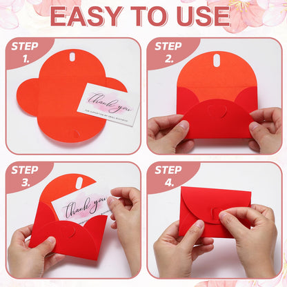PATIKIL 4.1 x 2.8 Inch Mini Card Envelopes, 20Pcs Cute Envelopes Holder with Heart Clasp for Birthday Weddings Favors Business Greeting Cards, Wine Red