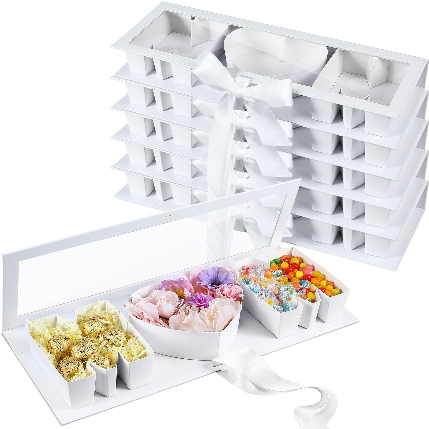 Ireer 6 Pcs Mom Flower Gift Box Letter Shaped Fillable Cardboard Boxes for Mother's Day Empty Floral Arrangement Box for Flowers Chocolate Strawberries Treats and DIY Mother Gifts(White,Mom)